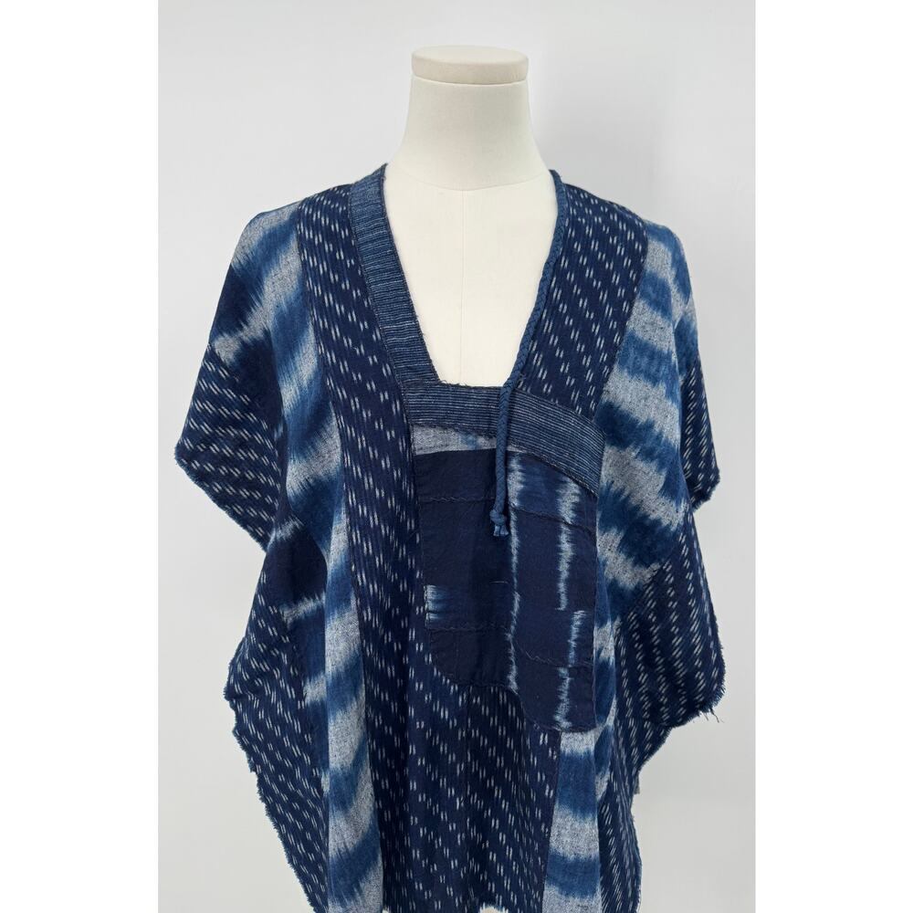 Citizens of Humanity Zoe Blue Batik Patchwork Poncho Top Mudcloth Ikat S NWT